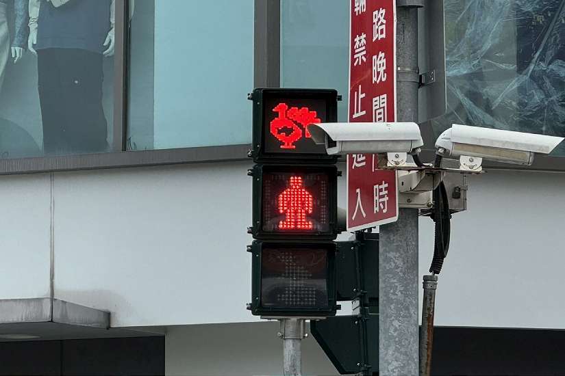 嘉市行人號誌添創意 火雞伴小綠人吸睛 指引行人安全過馬路