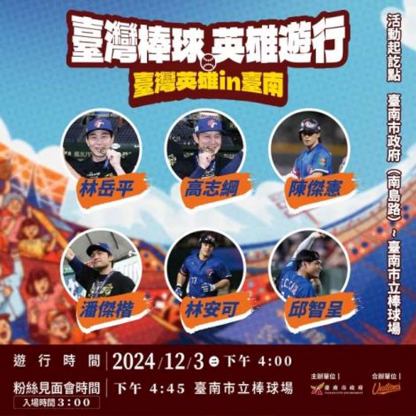 臺灣棒球創奇蹟!12強完封日本奪冠 臺灣英雄IN臺南-棒球英雄遊行暨球迷見面會熱血登場