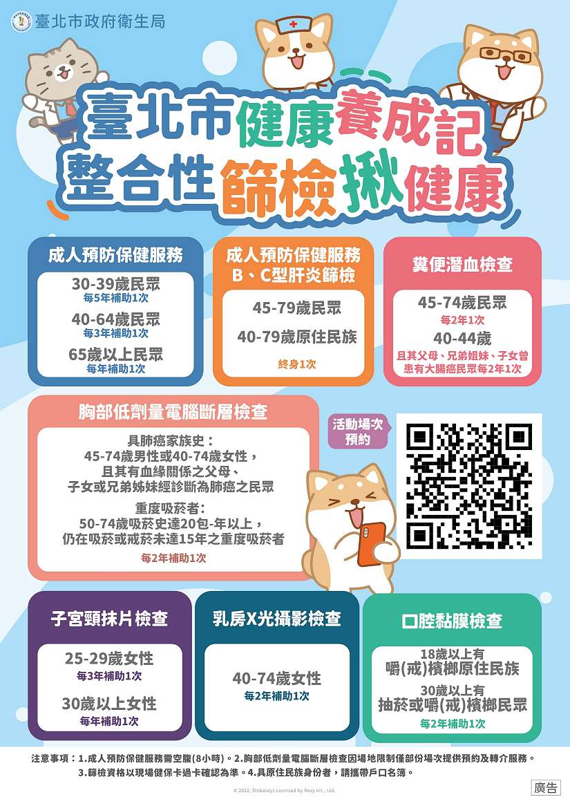 114年臺北市整合性篩檢服務開跑! 155場厝邊篩檢好便利 完成篩檢再送加值金