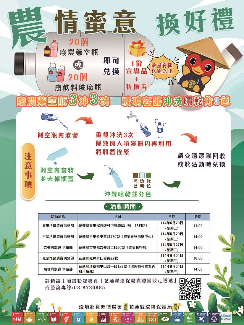 廢農藥容器3沖3洗 農情蜜意換好禮