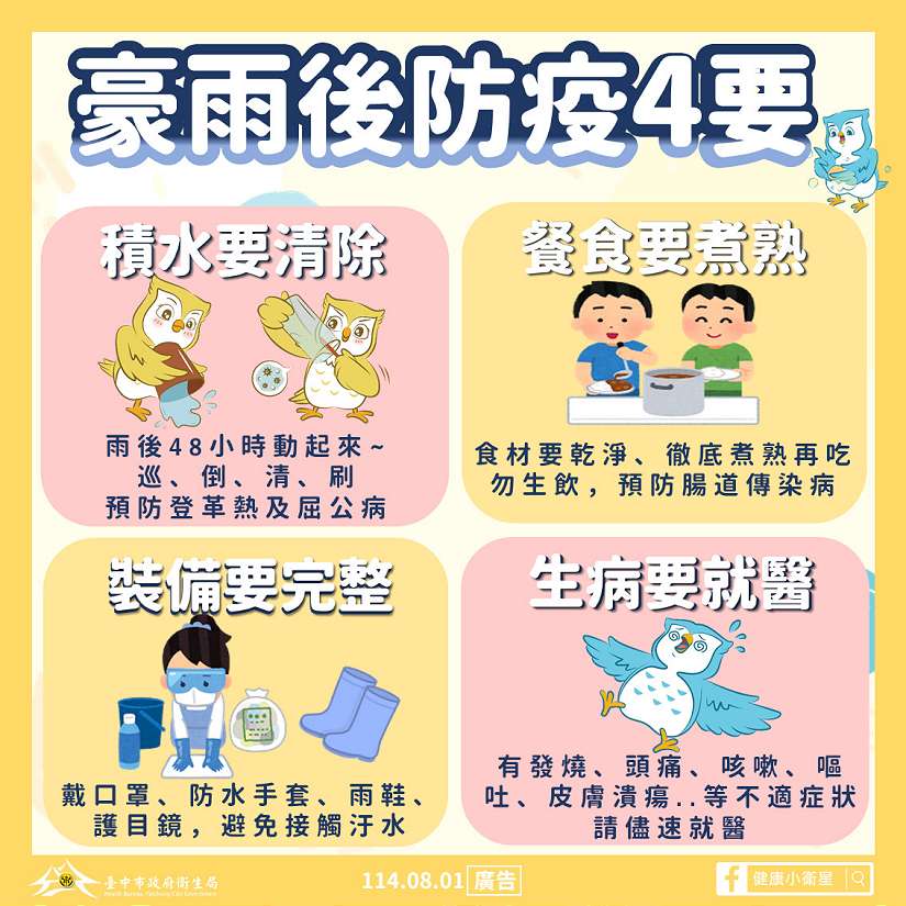 把握雨後黃金48小時！中市環保局呼籲「巡、倒、清、刷」防止登革熱