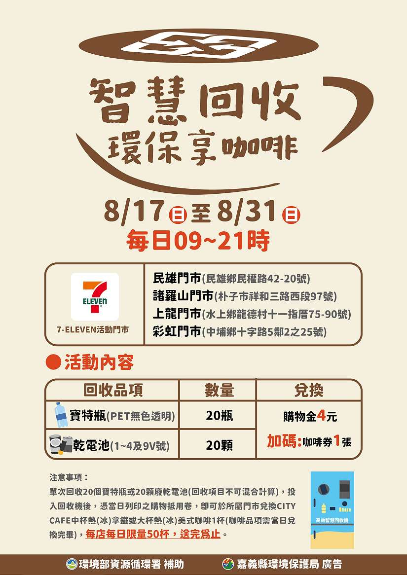 便利商店變身環保據點　嘉義縣智慧回收加碼送好康