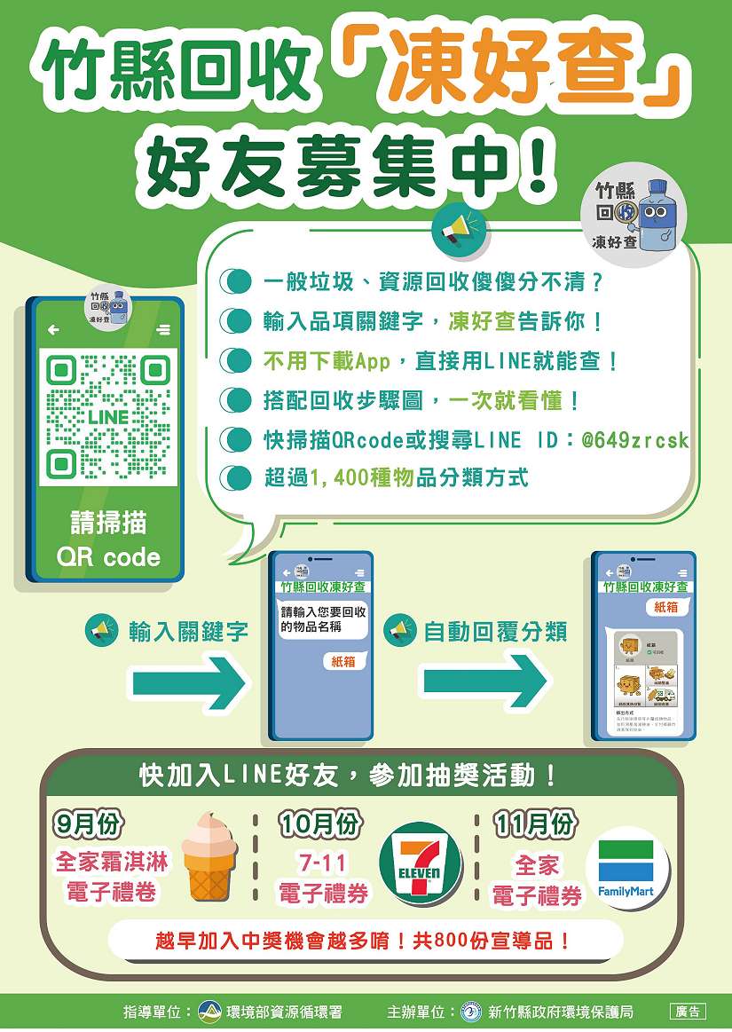 加LINE搞定回收大小事  「竹縣回收凍好查」上線囉