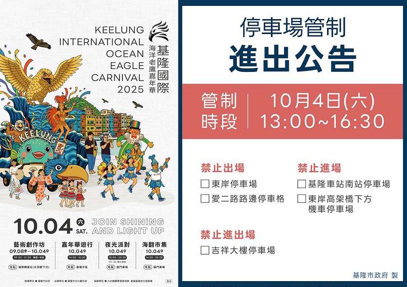 基隆盛事海洋老鷹嘉年華即將登場 管制封路基警宣導替代道路指引卡