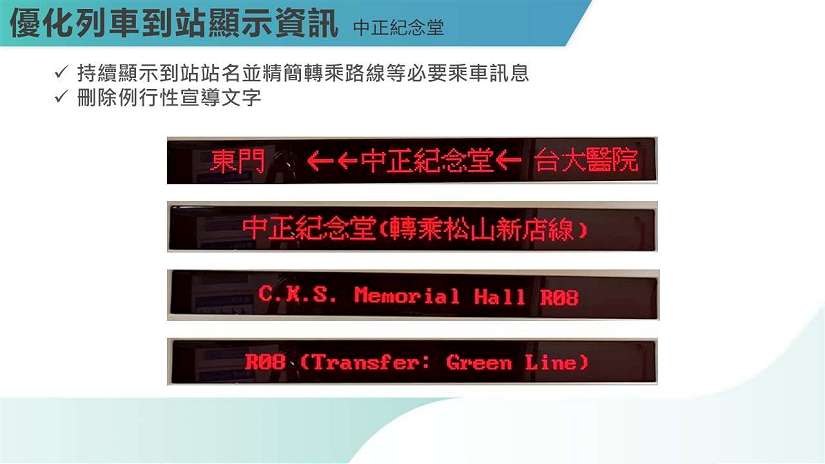 到站抬頭就看到站名！ 臺北捷運列車到站顯示資訊全面優化 10月底前完成全線更新