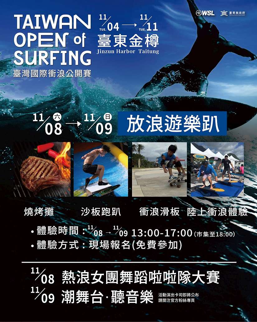 浪潮與音浪齊發！2025臺灣國際衝浪公開賽11/4開幕 台東金樽嗨翻東海岸