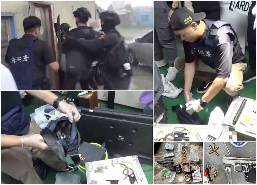 海巡聯警冒雨執行突擊、查獲槍毒違禁物品