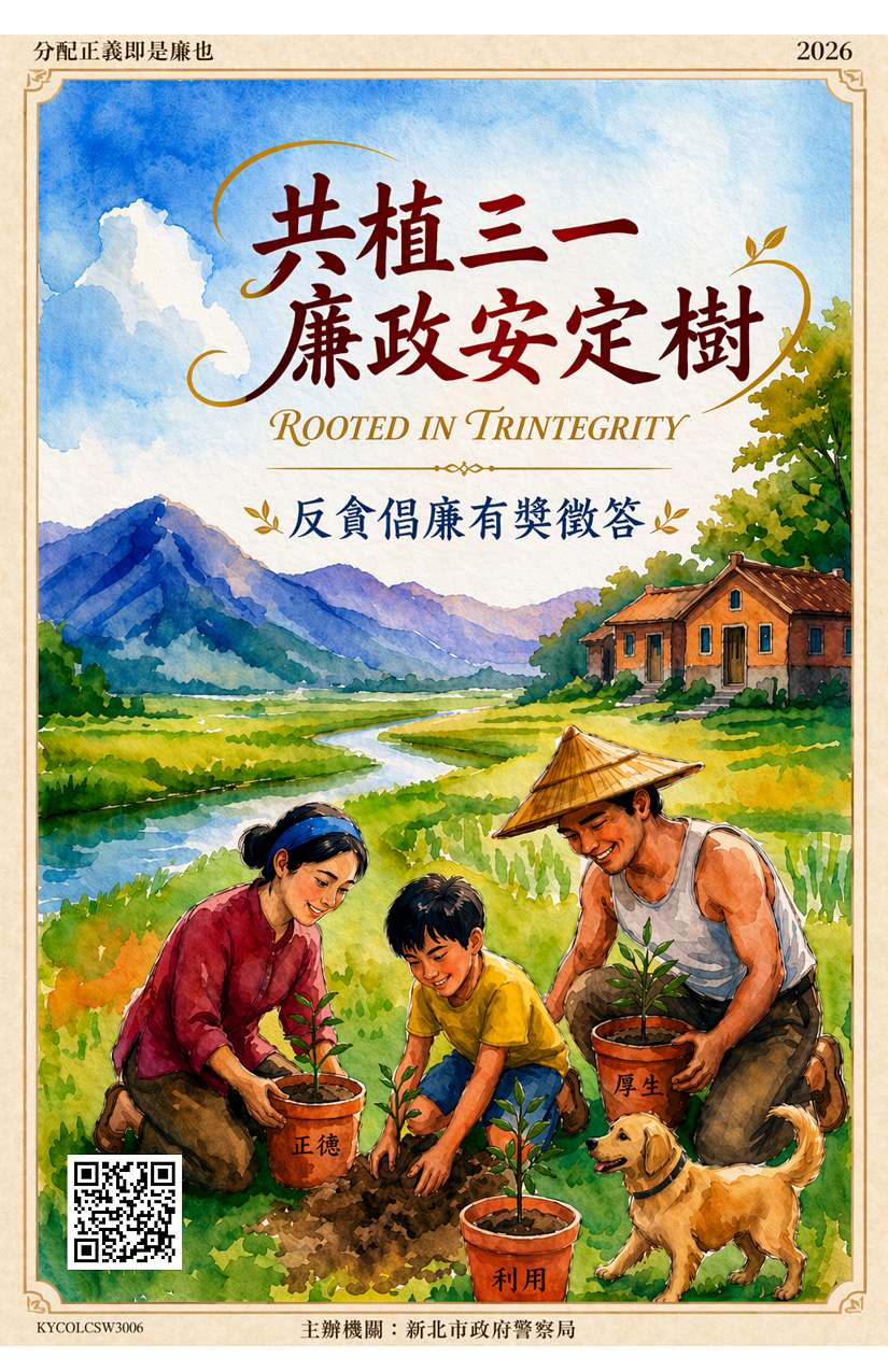 新北警「共植三一廉政安定樹」有獎徵答起跑 邀您反貪倡廉抽好禮