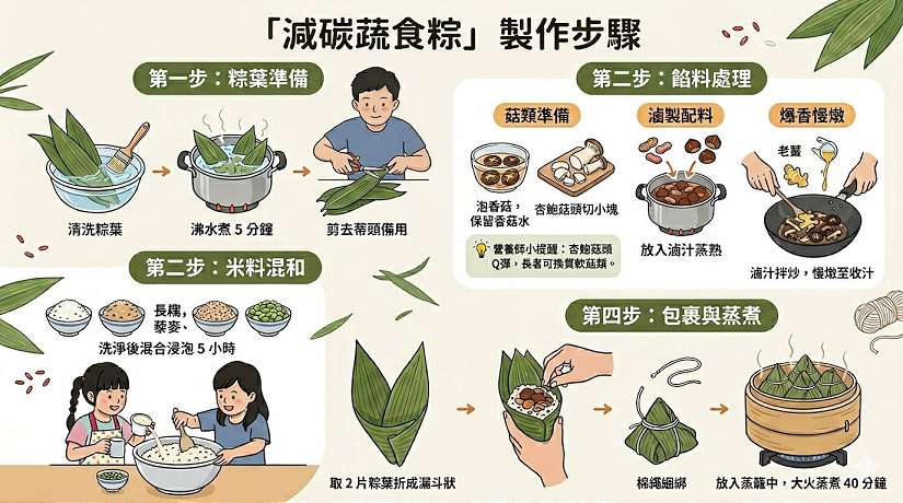吃對粽子也能愛地球 營養師教你端午「減碳蔬食」
